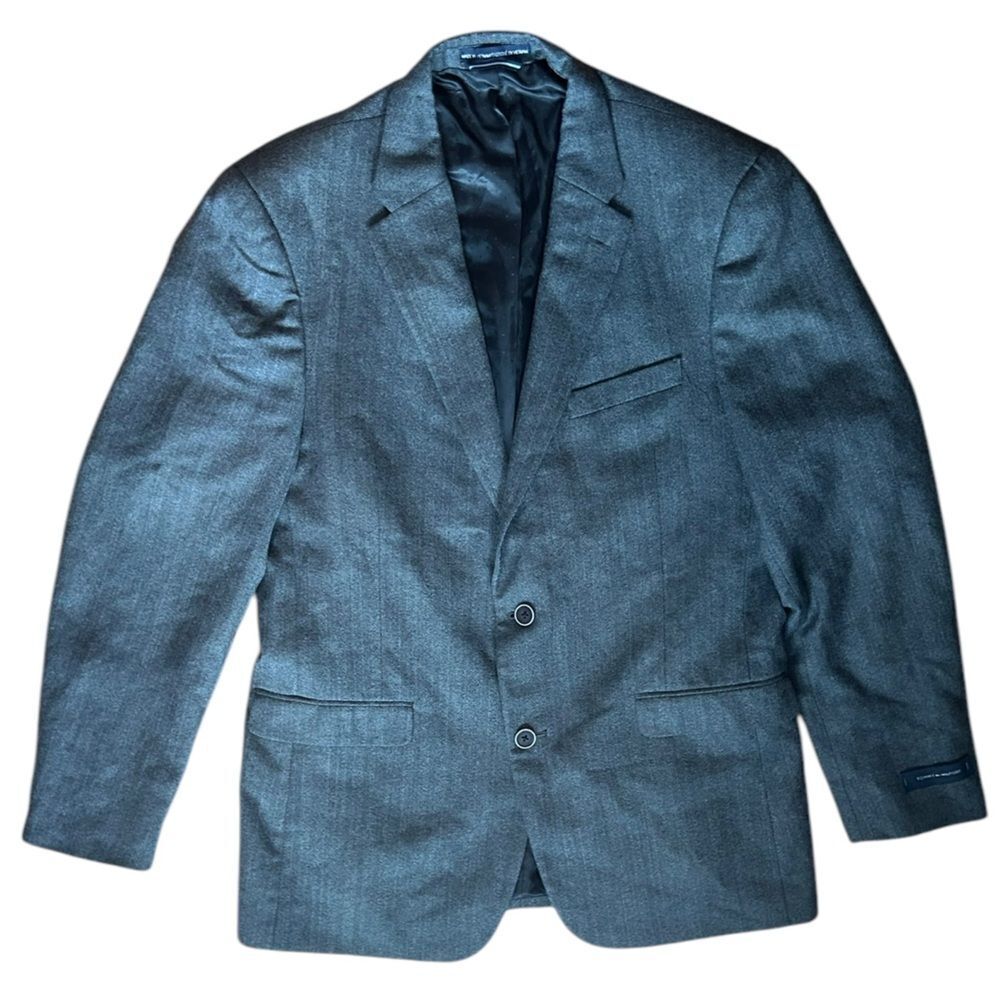 NEW Tommy Hilfiger Size 42L Blazer Wool Blend Gray Plaid 2 Button‎